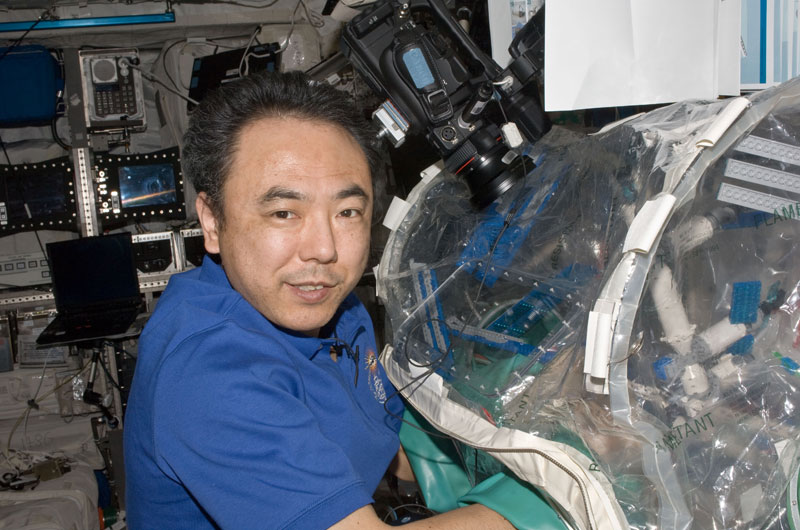 JAXA astronaut Satoshi Furukawa builds LEGO International Space Station