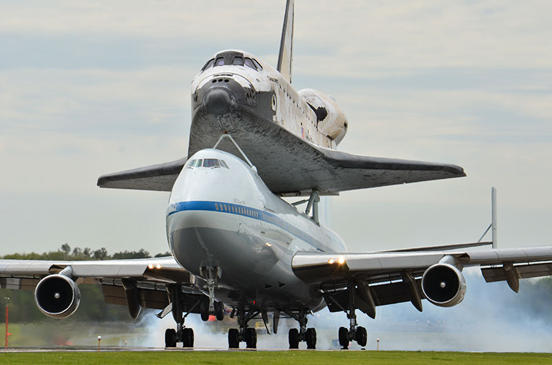 Space shuttle Discovery lands in Washington for Smithsonian display