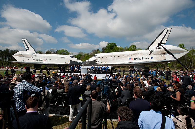 Final wheels stop: Space shuttle Discovery enters the Smithsonian