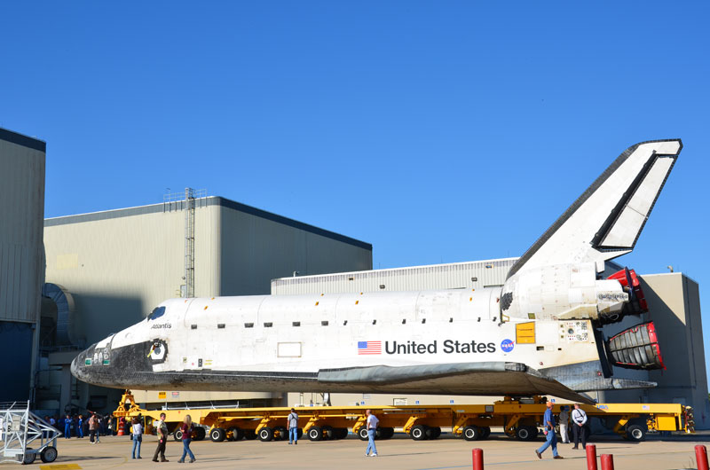 Atlantis departs hangar for final space shuttle flight