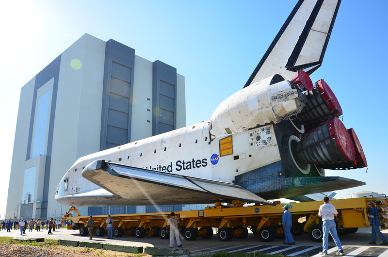 Atlantis departs hangar for final space shuttle flight