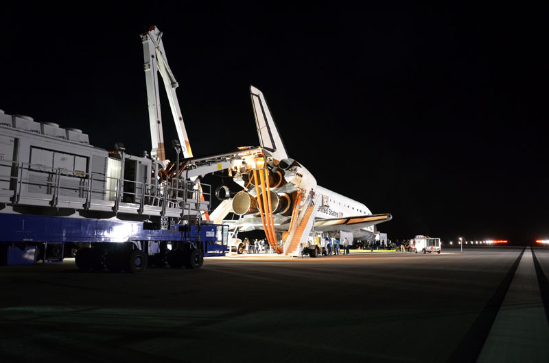 Post-last-landing walkaround of space shuttle Endeavour