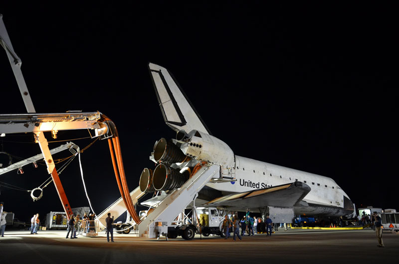 Post-last-landing walkaround of space shuttle Endeavour