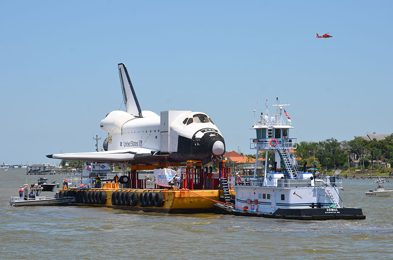 Space shuttle replica docks in Houston lake, launches 'Shuttlebration'