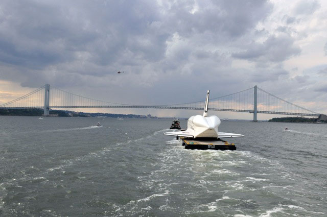 Space shuttle Enterprise damaged at sea, delivery to Intrepid delayed