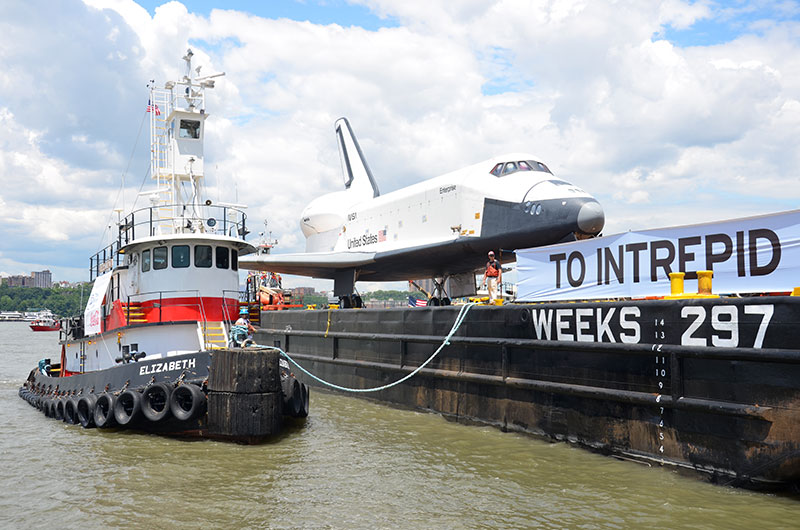 Space shuttle at sea: Enterprise sails for NYC's Intrepid, via New Jersey