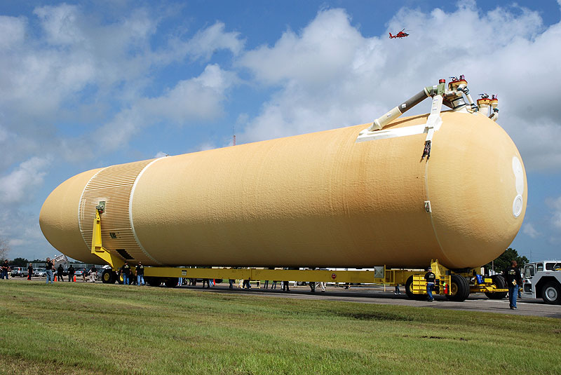 Final shuttle fuel tank to fly rolls out from Michoud