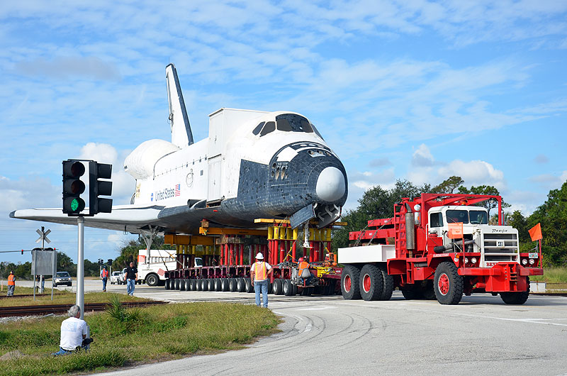 Mock space shuttle moved to make way for the real thing