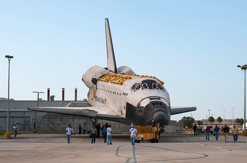 Trading places, space shuttles meet nose-to-nose for a final time