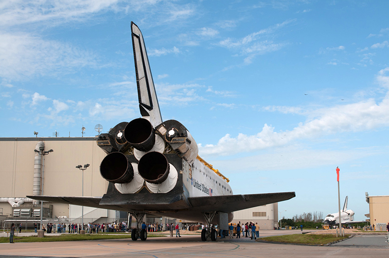 Trading places, space shuttles meet nose-to-nose for a final time