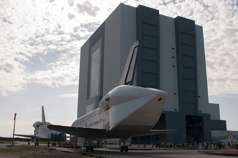 Trading places, space shuttles meet nose-to-nose for a final time