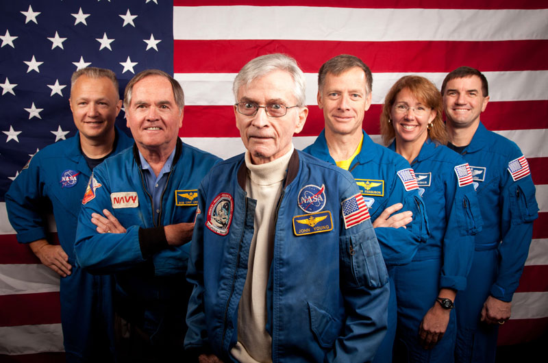 First, last space shuttle crews meet for 'bookend' photos